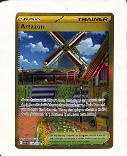 Pokemon Artazon Gold Rare Full Art Holo Stadium SV03 Obsidian Flames 229/197 NM - Image 1