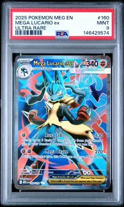 2025 POKEMON MEG EN-MEGA EVOLUTION ULTRA RARE #160 MEGA LUCARIO EX PSA 9 - Image 1