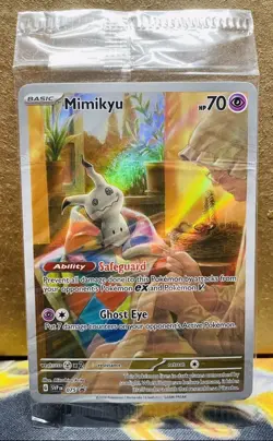 SEALED Pokemon Mimikyu SVP 075 Paldean Fates Full Art Holo Black Star Promo NM - Image 1