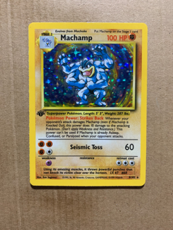 1st Edition Machamp 8/102 Base Set - Holo Pokemon Card - EX/NM - Image 1