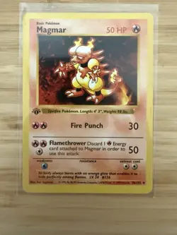 Magmar 36/102 Shadowless 1st Edition Base Set Pokemon Card NM - Image 1