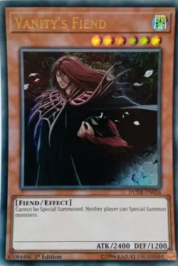DUDE-EN034 VANITY'S FIEND ULTRA RARE 1ST EDITION YuGiOh CARD - Image 1