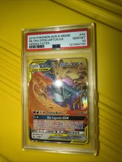 Pokemon TCG Moltres Zapados Articuno GX Hidden Fates Card 44/68 PSA 10 - Image 1