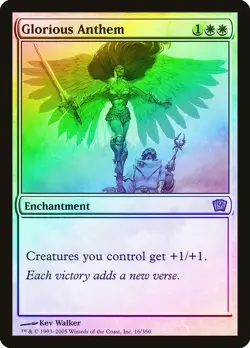 Glorious Anthem FOIL 9th Edition HEAVILY PLD White Rare MAGIC MTG CARD ABUGames - Image 1