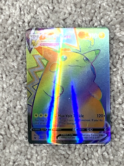 Pikachu VMax HP310 G-Max Volt Tackle Rainbow Holo Fan Art Display Card - Image 1