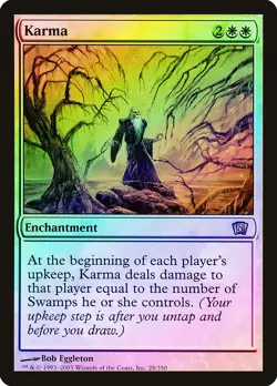 Karma FOIL 8th Edition HEAVILY PLD White Uncommon MAGIC GATHERING CARD ABUGames - Image 1