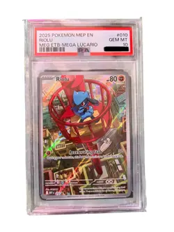 2025 POKEMON MEP EN-ME BLACK STAR PROMO #010 RIOLU PSA 10 - Image 1