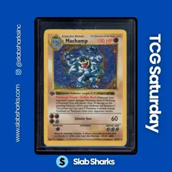 1999 POKEMON BASE SET SHADOWLESS 1ST EDITION #8/102 MACHAMP HOLO RARE - Image 1