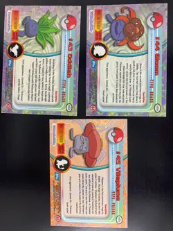 Oddish 43 + Gloom 44 + Vileplume 45 Blue Logo TV Animation Pokemon 1999 NonHolo - Image 2