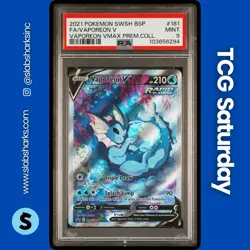 2021 POKEMON SWSH BS PROMO VAPOREON VMAX PREM COLL. #SWSH181 VAPOREON V PSA 9 - Image 1