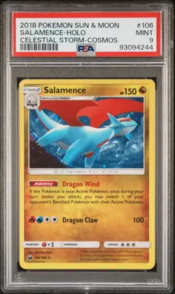 2018 SALAMENCE Pokemon Sun & Moon Celestial Storm Cosmos #106 HOLO PSA 9 Mint - Image 1