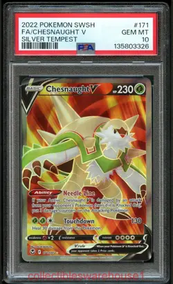 Pokemon Silver Tempest Chesnaught V 171 PSA 10 - Image 1