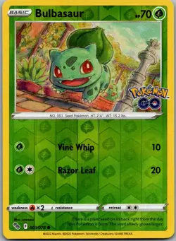 Bulbasaur Reverse Holo Common Pokemon GO 001/078 LP - Image 1