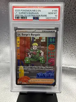 Lt Surges Bargain Graded PSA 10 Special illustration rare mega pokemon TCG - Image 1