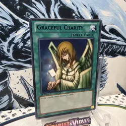 YUGIOH GRACEFUL CHARITY BP02-EN137 BLACK TEXT RARE 1ST ED + BONUS - Image 2