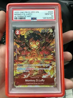 2022 One Piece OP01 EN Alternate Art #024 Monkey D Luffy PSA 10 Gem Mint English - Image 1