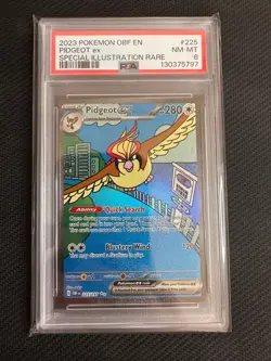 Pokemon PSA 8 NM-MT Pidgeot ex 225/197 Obsidian Flames Illustration FA Holo - Image 1