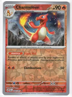 Pokemon Charmeleon - Reverse Holo Uncommon SV: Paldean Fates 008/091 NM - Image 1