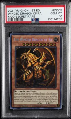 2021 YU-GI-OH! KING'S COURT #EN065 THE WINGED DRAGON OF RA PSA 10 - Image 1