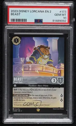 2023 Disney Lorcana - Rise of the Floodborn 2 Beast Tragic Hero PSA 10 GEM MT - Image 1