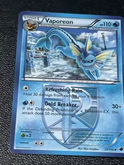 Vaporeon 20/116 Pokemon Card Black & White Plasma Freeze Near Mint NM Uncommon - Image 2