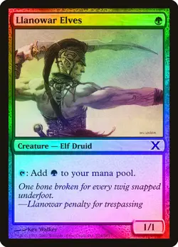 Llanowar Elves FOIL 10th Edition HEAVILY PLD Green Common MAGIC CARD ABUGames - Image 1