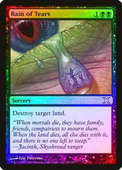Rain of Tears FOIL 10th Edition HEAVILY PLD Black Uncommon MAGIC CARD ABUGames - Image 1