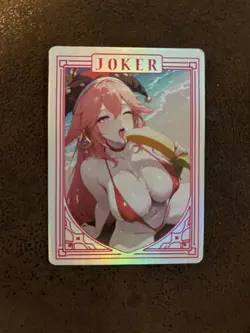beautiful delicate moan waifu joker card - Image 1