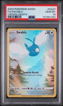 2023 POKEMON SWORD & SHIELD CROWN ZENITH #GG27 FULL ART/SWABLU PSA 10 - Image 1