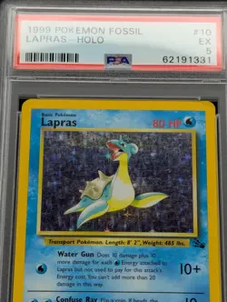 1999 POKEMON FOSSIL #10 LAPRAS-HOLO PSA 5 - Image 2