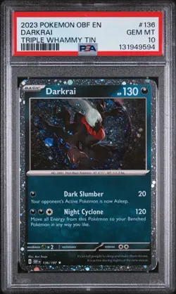 2023 POKEMON OBF EN-OBSIDIAN FLAMES TRIPLE WHAMMY TIN DARKRAI 136 PSA GEM MT 10 - Image 1