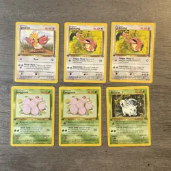 1999 Pokemon Jungle Lickitung Spearow Exeggcute & Nidoran - 1st Edition - Image 1
