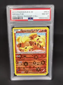 2013 POKEMON LEGENDARY TREASURES RADIANT COLLECTION #RC4 GROWLITHE PSA 8 - Image 1