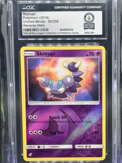 Skorupi Pokemon(2019) Unified Minds 82/236 Reverse Holo World Record Collection - Image 1