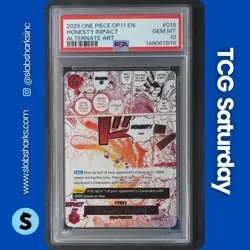 2025 ONE PIECE FIST OF DIVINE SPEED #OP11-018 HONESTY IMPACT RARE ALT ART PSA 10 - Image 1