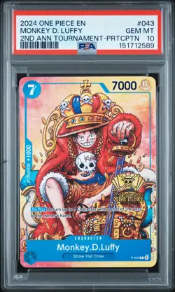 2024 ONE PIECE PROMOS #043 MONKEY D. LUFFY PSA 10 - Image 1