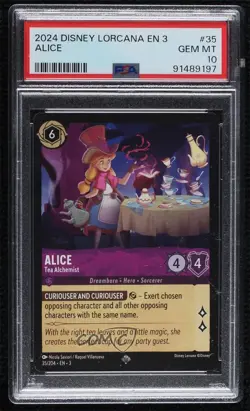 2023 Disney Lorcana - Into The Inklands 3 Alice Tea Alchemist #35 PSA 10 GEM MT - Image 1