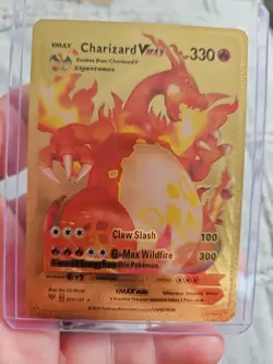 Charizard VMAX Gold Foil Fan Art Textured Collector Pokemon Card 020/189 - Image 1