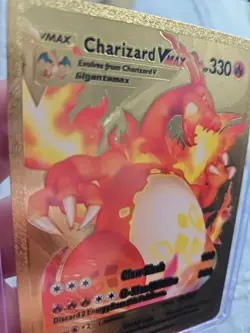 Charizard VMAX Gold Foil Fan Art Textured Collector Pokemon Card 020/189 - Image 3