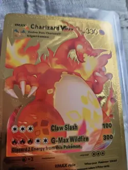 Charizard VMAX Gold Foil Fan Art Textured Collector Pokemon Card 020/189 - Image 5
