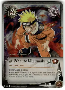 Naruto Card CCG 2002 Bandai Wavy Foil Naruto Uzumaki 025 - Image 1