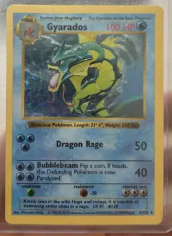 Gyarados 6/102 Base Set Holo Rare 100 HP English Pokemon TCG Card 1999 - Image 1