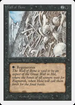Wall of Bone Unlimited NM Black Uncommon MAGIC THE GATHERING CARD ABUGames - Image 1