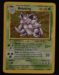 Pokemon Nidoking Base Set Holo Rare 11/102 Unlimited Vintage Card TCG 1 - Image 1