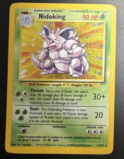 Pokemon Nidoking Base Set Holo Rare 11/102 Unlimited Vintage Card TCG 1 - Image 2