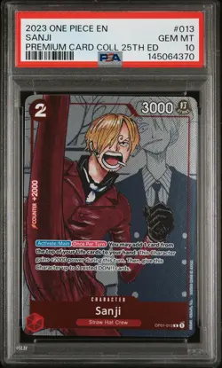 2023 ONE PIECE PREMIUM BANDAI PREMIUM CARD COLLECTION 25TH EDITION SANJI PSA 10 - Image 1