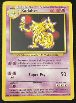 Kadabra Base Set - Near Mint - Vintage WOTC Pokemon Card - Image 1