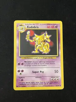 Kadabra Base Set - Near Mint - Vintage WOTC Pokemon Card - Image 3