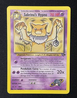 Sabrina's Hypno 56/132 Gym Challenge 2000 LP+ Vintage WOTC Pokemon Card - Image 1