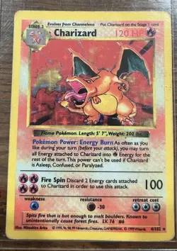 Charizard 4/102 Base Set (Shadowless) Holo Rare 120 HP English Pokemon TCG Card - Image 1